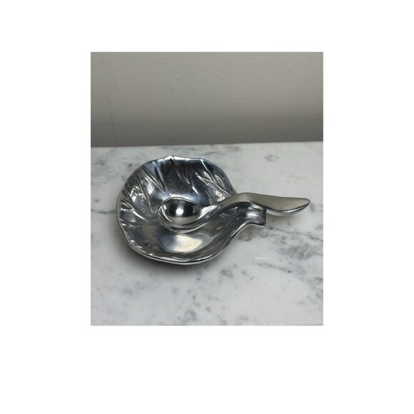 Mexican Molcajete Salsa Pewter Serving Bowl With Spoon 5" Dip Nuts Bowl - Picture 1 of 5